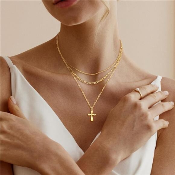 ✨ Layered Gold Necklace Set for Women – 14K Gold Plated, Multi-Layer Chains - Picture 4 of 4